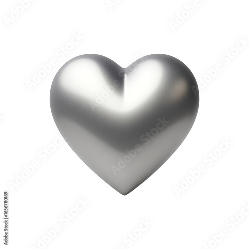 Polished silver heart shape on black background.