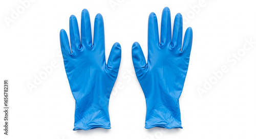 Wallpaper Mural Bright Blue Disposable Protective Gloves for Hygiene, Safety, and Healthcare Applications Isolated on White Background Torontodigital.ca