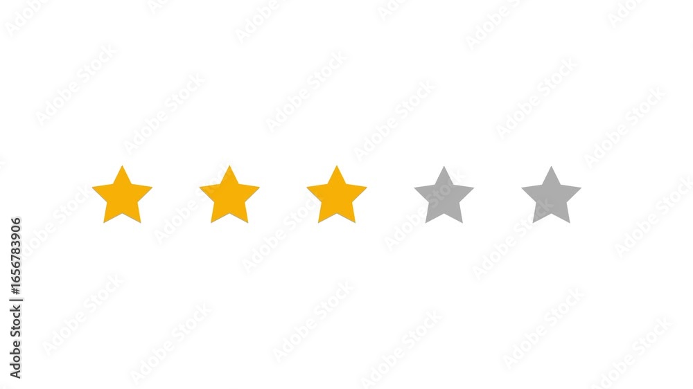 Three stars, glossy yellow colors. Customer rating feedback concept from the client about employee of website