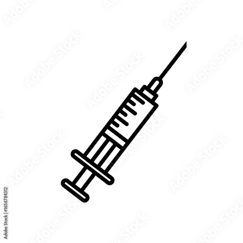 Medical syringe in outline style on white background  minimal outline icons on the theme of medications and pharmacy icon
