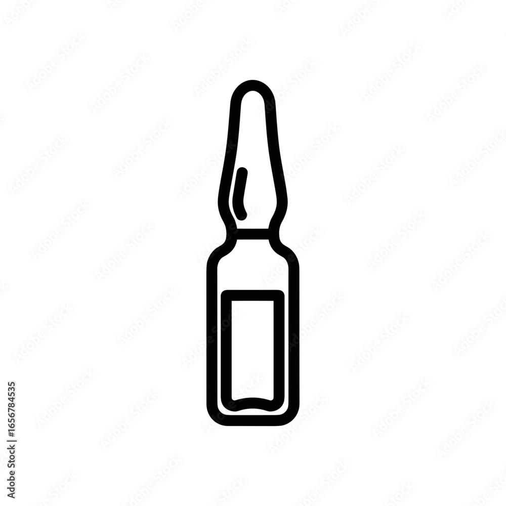 Ampule container with liquid medicine in minimal line art style minimal outline icons on the theme of medications and pharmacy icon Ampule container with liquid medicine in minimal line art style minimal outline icons on the theme of medications and pharmacy icon