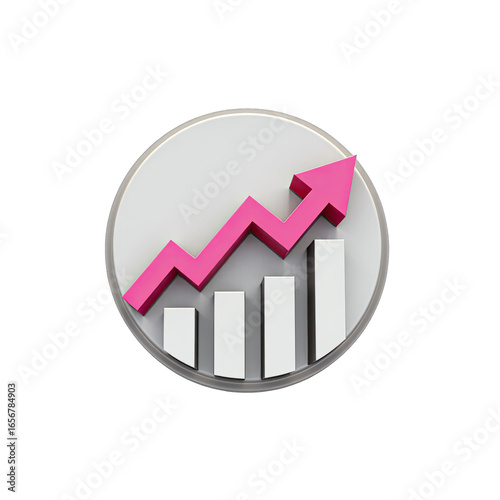 3d illustration of a rising graph.