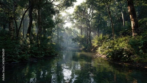 Lush rainforest creek