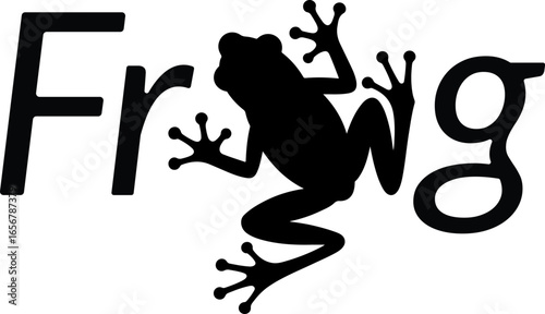 T-shirt design frog silhouette text black vector illustration, transparent background.