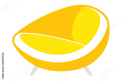 lemon wedge chair with bold yellow padding and whi
