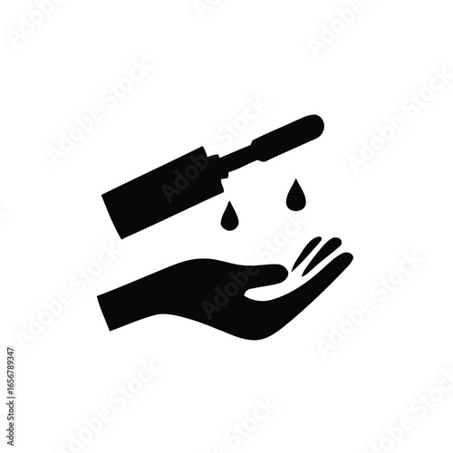 Dropper applying liquid to hand drops application