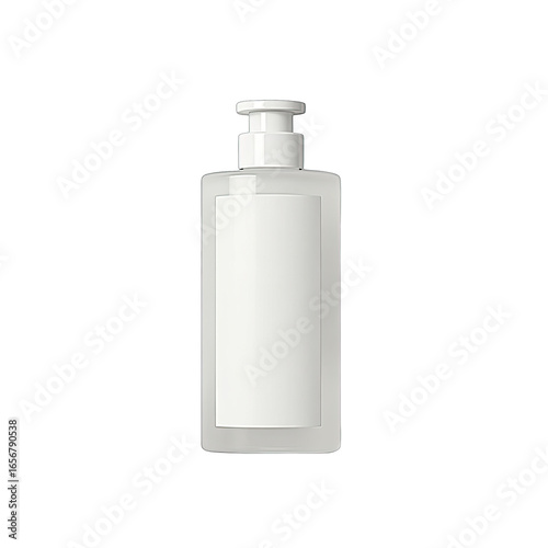 White plastic pump bottle with blank label.