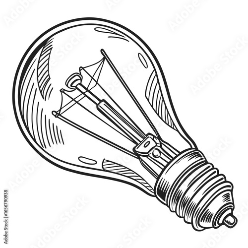 This image features three hand-drawn light bulbs, each uniquely designed and surrounded by radiating lines symbolizing ideas and creativity. The light bulbs are colored in soft yellow and orange tones