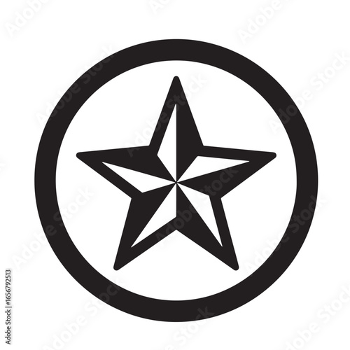 Black star within a circle simple graphic design for logos and visual elements