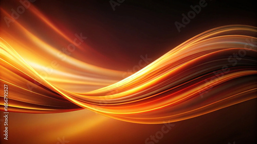 Vibrant orange and yellow abstract wavy lines on dark background
