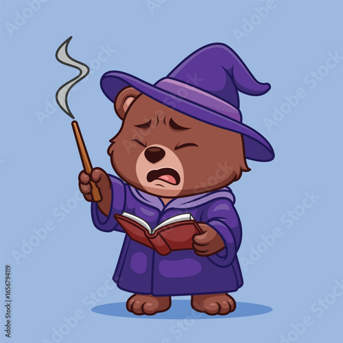 Bear Wizard Cartoon Mascot Character – Cute Fantasy Illustration