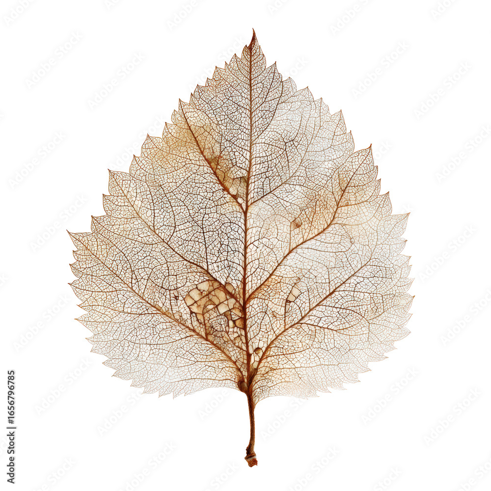 Fototapeta premium Spooky watercolor skeleton leaf isolated on transparent background