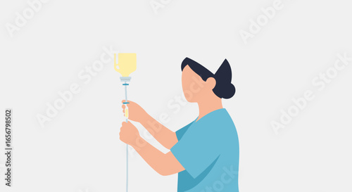 Nurse Administering IV Therapy with Precision in a Healthcare Setting, Focused on Patient Well-being and Medical Excellence, Perfect for Health Publications and Medical Training Material