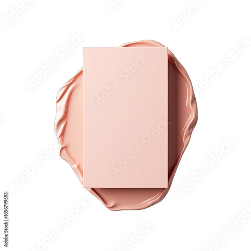Pink rectangle on a backdrop of flowing paint.