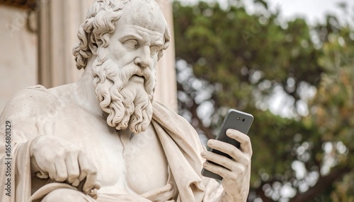 Ancient Statue Using Smartphone.