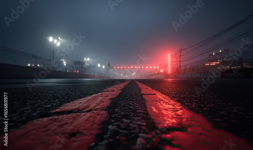 Foggy night race track