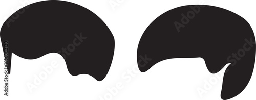 Set of two black hair shape silhouettes for barber shop and fashion design