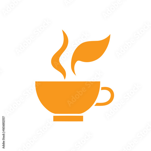 Orange cup steam leaves drink