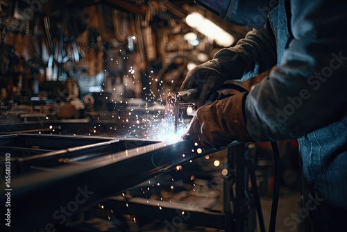 Metalworker welding metal