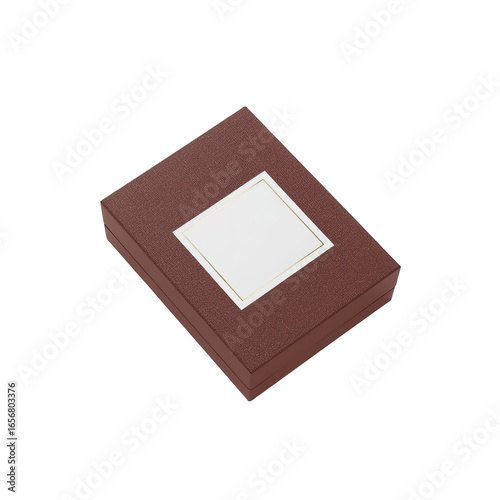 Brown gift box with blank label.