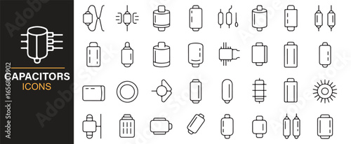 Detailed capacitor icons for circuit design and electronics