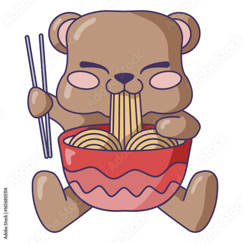Bear eating ramen cute