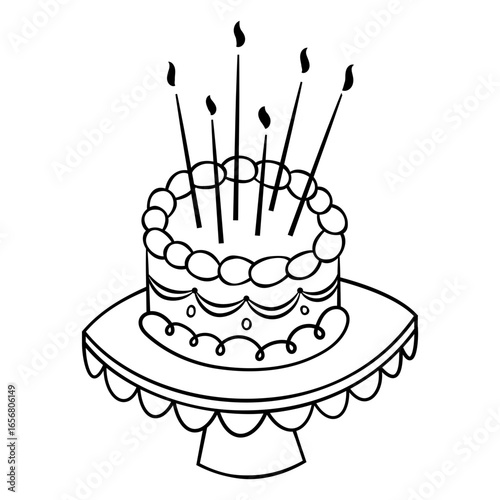 Charming birthday cake illustration with candles
