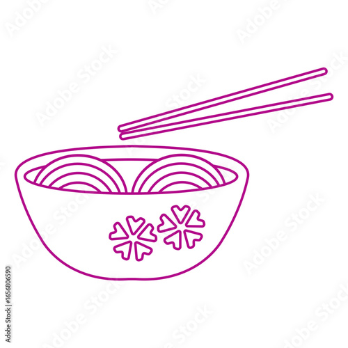 Chopsticks in noodle ramen bowl