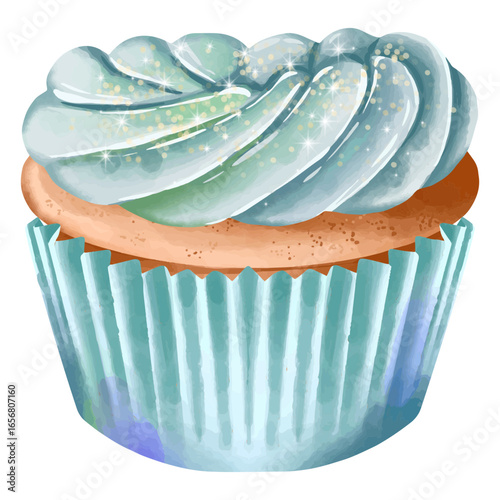 Cupcake with blue frosting