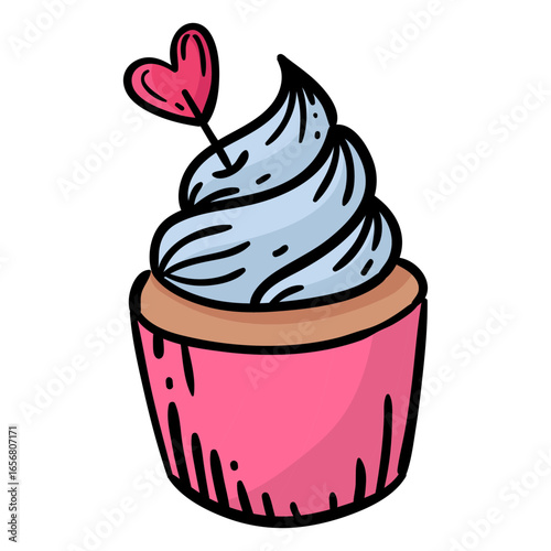 cupcake with heart topper colored