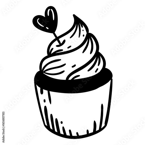 cupcake with heart topper stroke