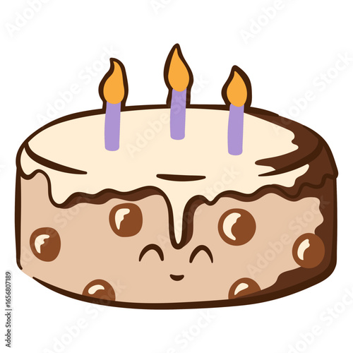Cute birthday cake cartoon character