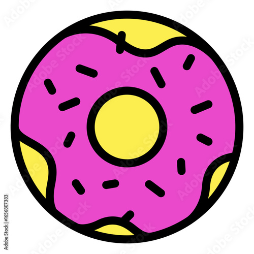Delicious donut with pink glaze