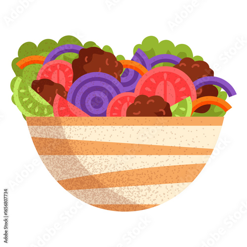 Falafel salad arabic food illustration