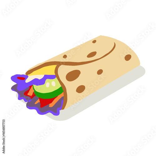 Fast food tortilla isometric