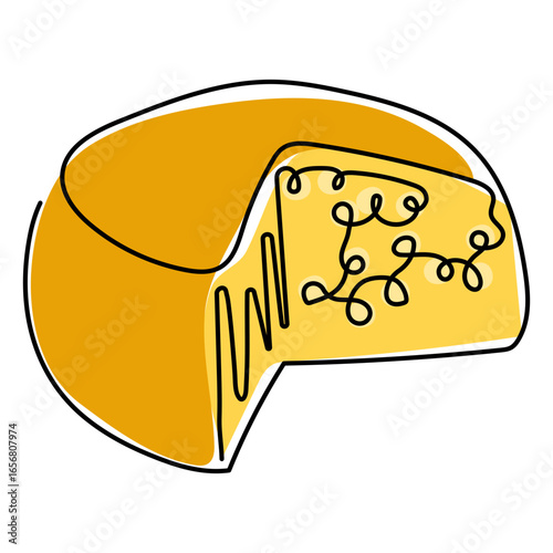 Food continuous line cheese color