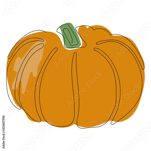 Food continuous line pumpkin color