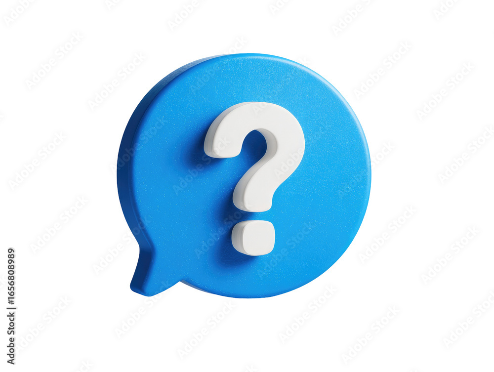 Blue speech bubble with white question mark Blue speech bubble with white question mark