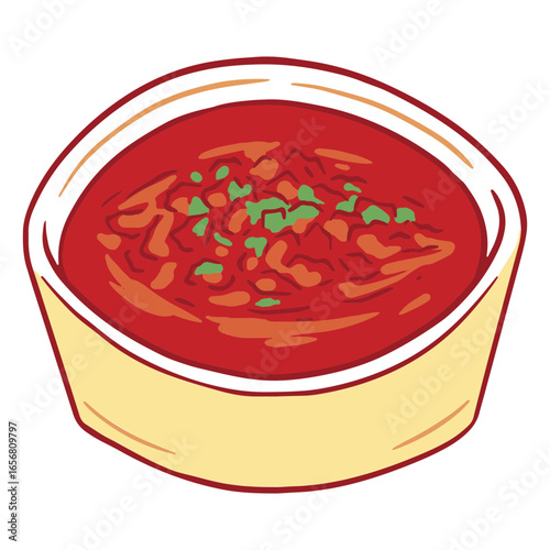 Illustration of a bowl of tomato soup