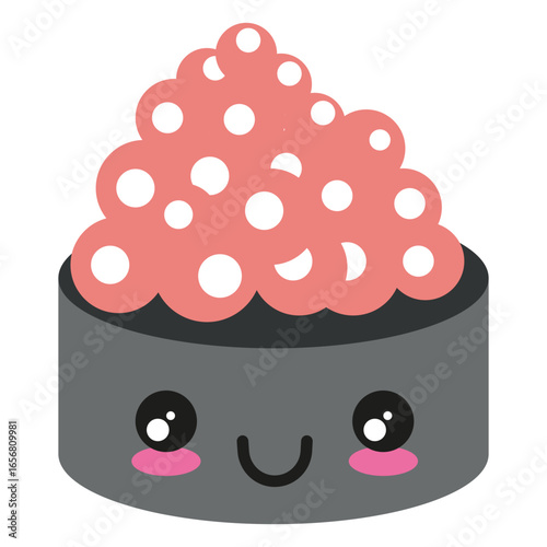 Kawaii face ikura sushi icon