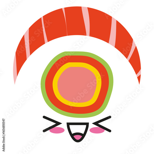 Loudly laughing kawaii face sushi