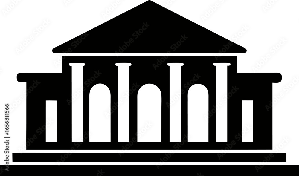 Fototapeta premium Museum Building Icon Silhouette Vector Illustration