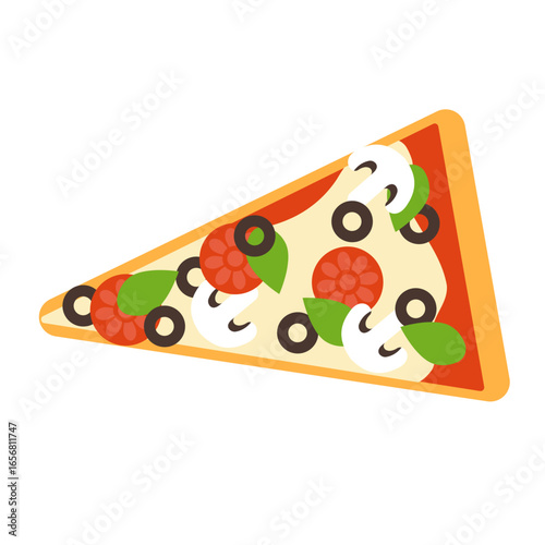 Pizza slice mushroom pepperoni flat