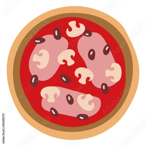 Pizza with pepperoni and cheese