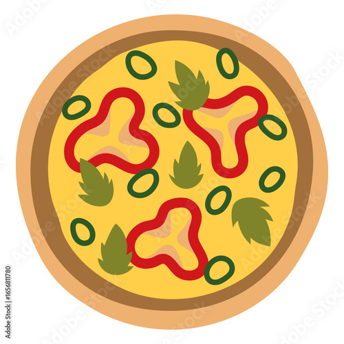 Pizza with peppers and spinach