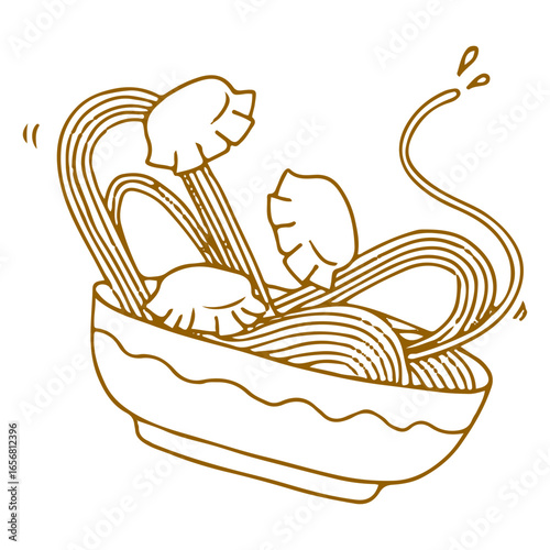 Ramen noodles and dumplings stroke