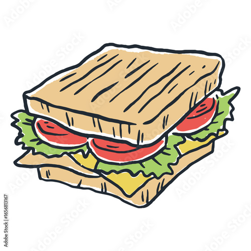 Sandwich with bread and fresh vegetables