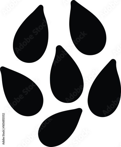Vector Illustrator Group of Sesame Seeds Black Isolated Silhouette