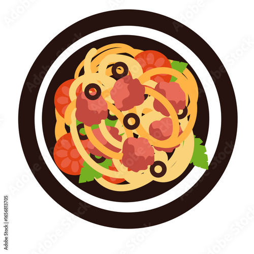 Spaghetti italian cuisine flat