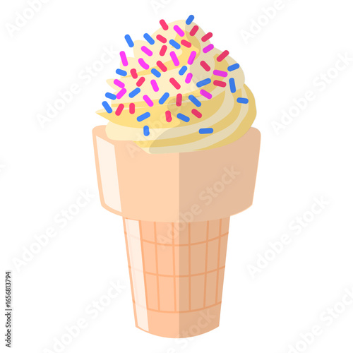 Sprinkled vanilla cone illustration